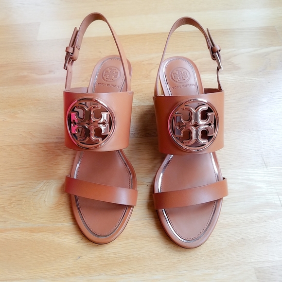Tory Burch Wedge Heel Logo Sandals - Picture 7 of 11